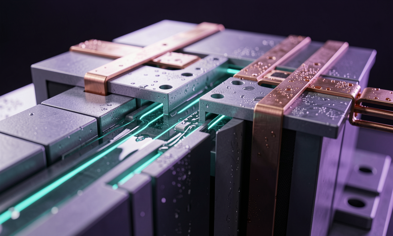 Liquid-cooling plates between prismatic battery cells